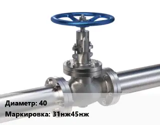 Задвижка нержавеющая 40 31нж45нж Ру10 клиновая